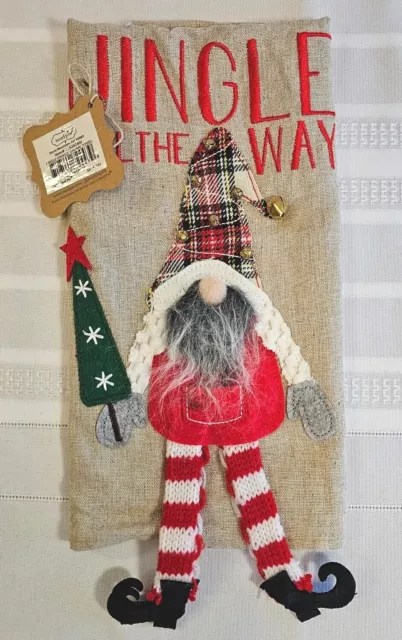 Mud Pie Jingle Dangle Gnome Linen Tea Dish Towel Christmas 21" x 13"