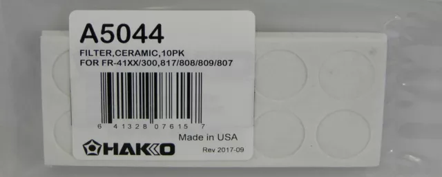 Hakko A5044 Ceramic Filter 10 Pack Replaces A1033 for FR300 FR301 807 808 809