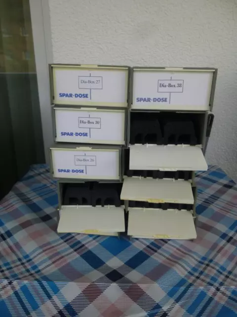 10 Diakästen/Boxen stapelbar +  Magazine zzgl.5 Magazine und 90 Rähmchen glaslos