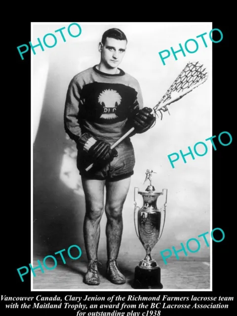 OLD LARGE HISTORIC PHOTO OF VANCOUVER CANADA RICHMOND LACROSSE CLUB PLAY c1938