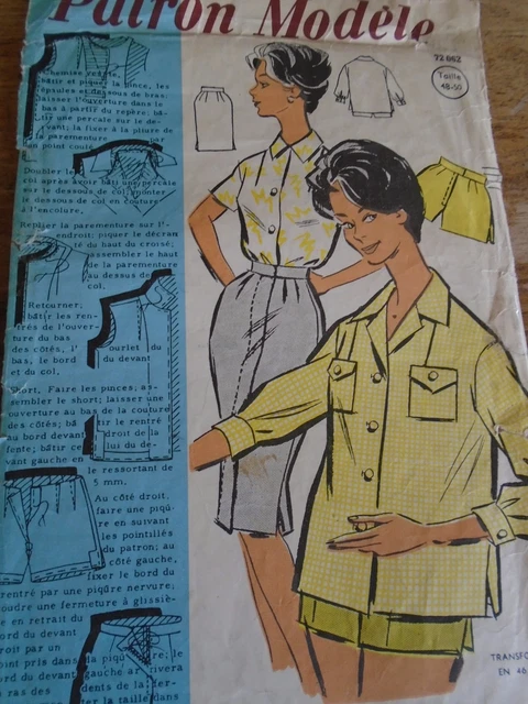 Patron Ancien De Tailleur (veste + Jupe) - Taille 48, Réductible, Occasion