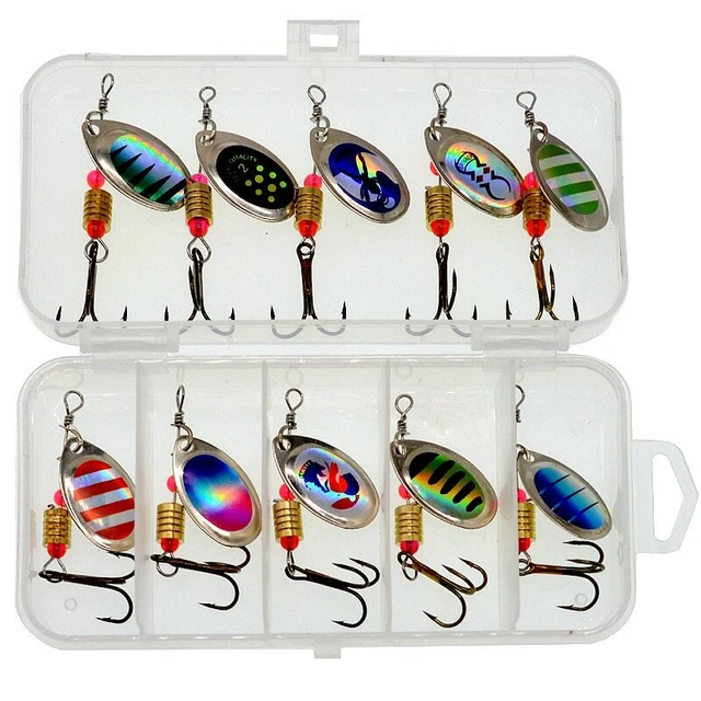 WERIGONI Lot De 10 Leurres De Pêche Truite - Cuillères Tournantes 2.5g/3.5g/5g - Crochets Acier Carbone