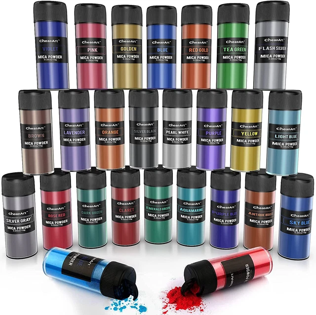 24 colores botella de mica en polvo sin desorden resina brillante pigmento natural fabricación de jabón