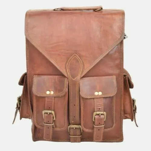 New Mens Vintage Genuine Leather Laptop Backpack Rucksack Messenger Bag Satchel