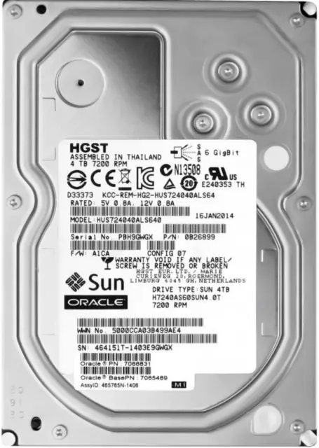 Disque Dur Hitachi Sun HUS724040ALS640 7066831 4TB 7200U/Min 64MB SAS2 3.5 " '