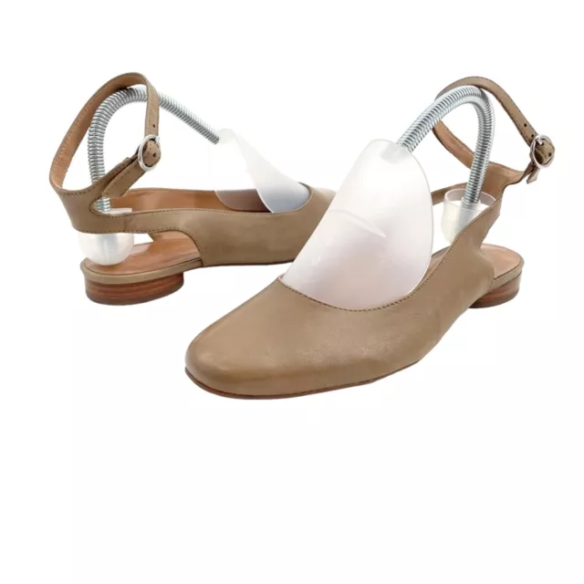 Bernardo Ellie Tan Leather Ankle Strap Ballet Flats Womens Size 7M Neutral
