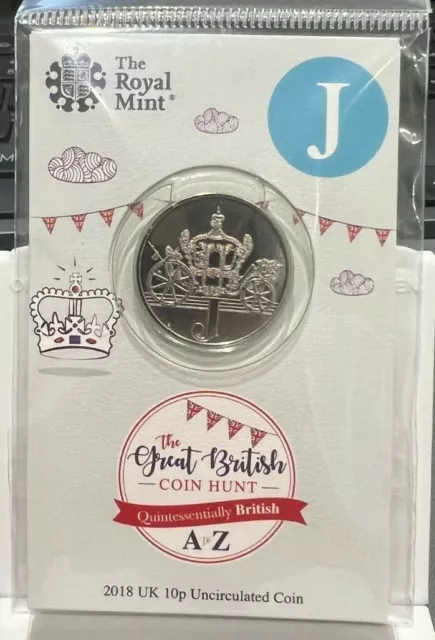 2018 10p Coin alphabet a-z Letter J "JUBILEE" Royal Mint Carded Sealed