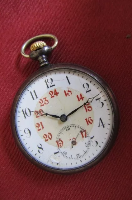 Antiguo reloj suizo de bolsillo mecánico cuerda manual año 1890 1920 y funciona