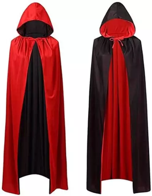 Mantello per Costume Di Halloween - Rosso E Nero - Mantello Con Cappuccio