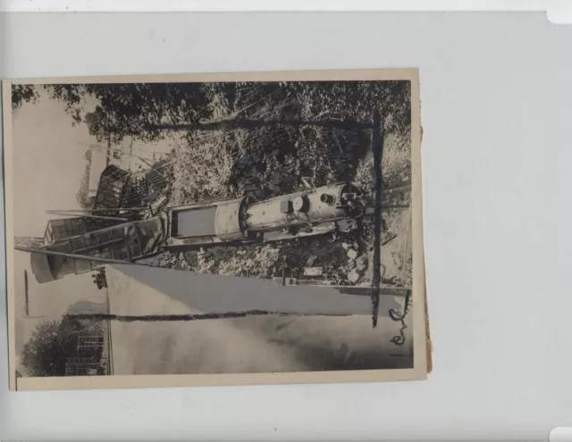 1924 Chantilly France  Train Wreck Photo Vintage Original 6X8