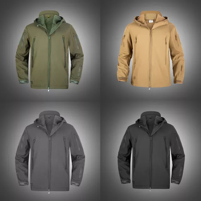 Mens Jacket Coat Waterproof Windbreaker Military Jacket Shell Army Tactical Soft
