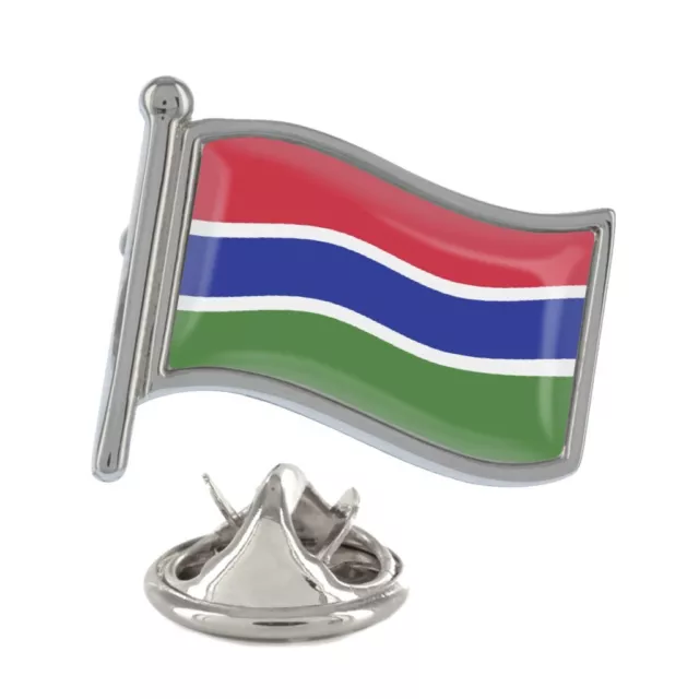 Gambia Flag Silver Lapel Pin Badge