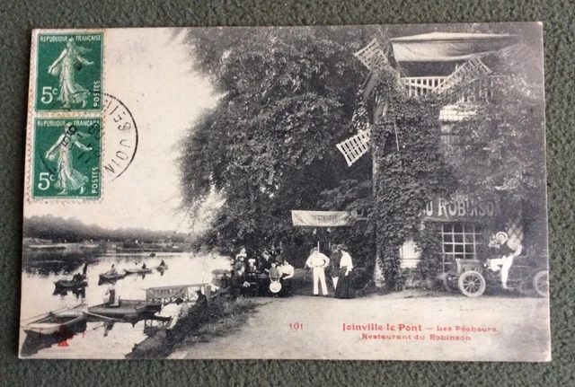 CPA. JOINVILLE LE PONT. 94 - Les Pécheurs. Restaurant du Robinson. 1908.