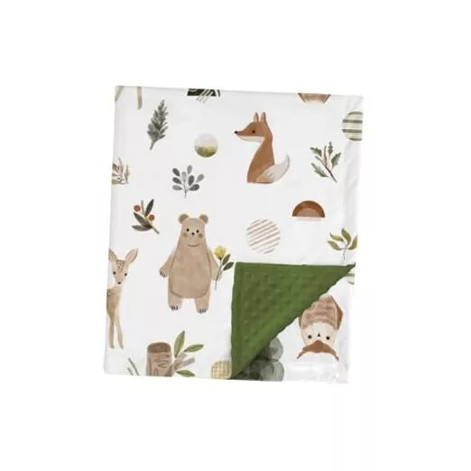 Boho Animal Minky Baby Blanket with Dotted Backing Boy 30x40 inch Woodland