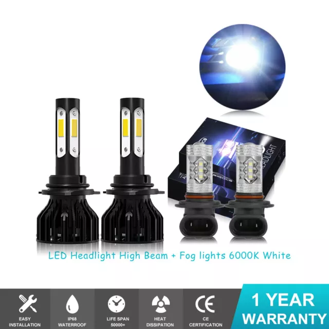 4x For Acura TL 2002 2003 LED Headlight High Low Beam Fog Light Bulbs Combo Kit