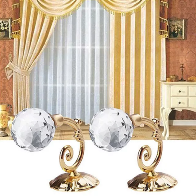 Hermosos retenimientos de cortina de plata con ganchos de cristal brillante paquete de 2