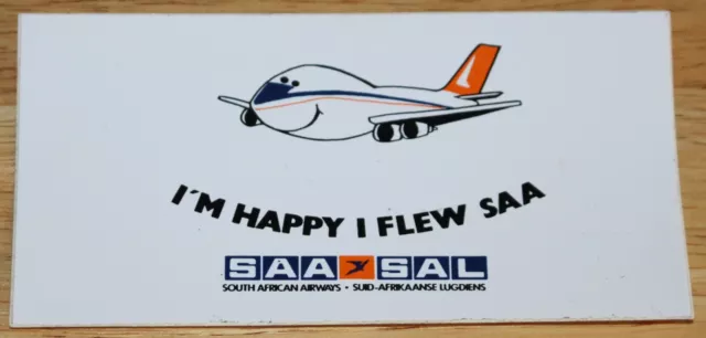 Vintage SAA South African Airways Boeing 747-200 Airline Sticker