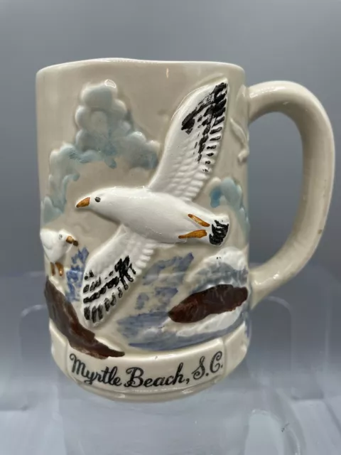 MYRTLE BEACH SC Souvenir  Coffee Tea Cup Mug Seagulls Lighthouse Made In Japan