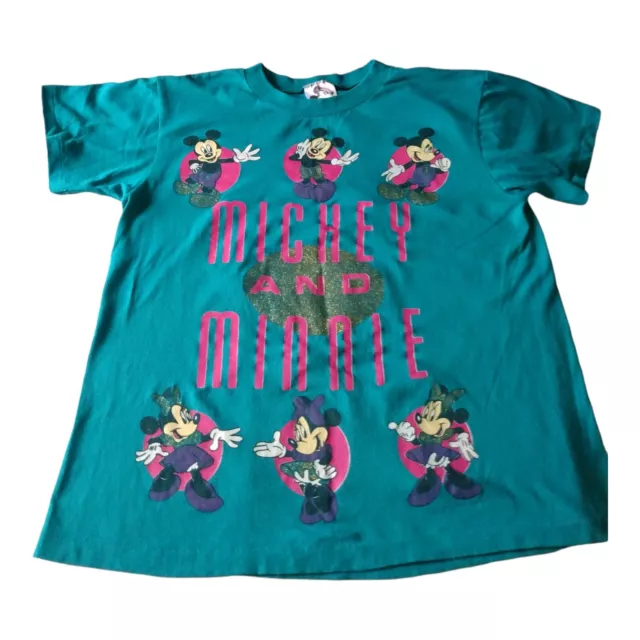 The Walt Disney Company Mickey & Minnie VTG T-shirt size S single stitch USA