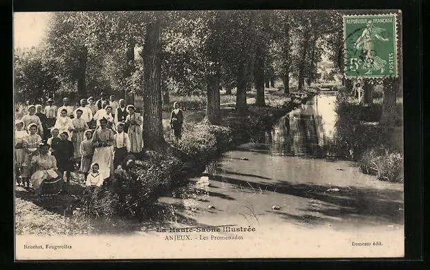 CPA Anjeux, les Promenades 1907