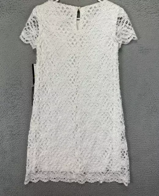 Jax Dress Womens 4 White Eyelet Lined Lace Mini Short Sleeves Casual Ladies NEW 2