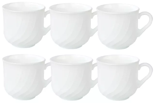 6er Set Kaffeetasse Ebro 23,5cl Hartglas weiß Tasse Kaffee Teetasse Obertasse