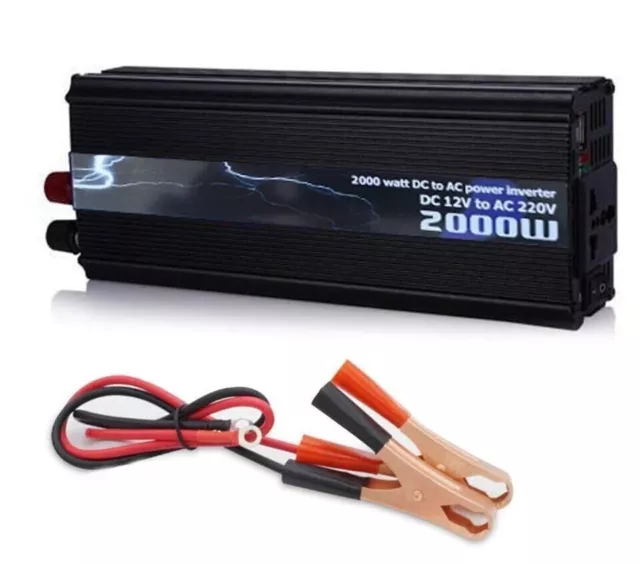 Inverter 2000W Watt 12V 220V Trasformatore Auto Campeggio Barca Pc Presa Usb