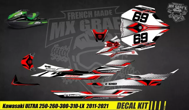 Kit Déco / Decal Kit Jet Ski Kawasaki Ultra 250-260-300-310-Lx - Shot Red