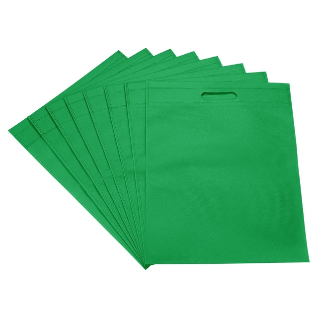 No Tejidas Bolsas de Tela, 10 Paquete Reutilizables Regalo Bolsa con Asas, Verde