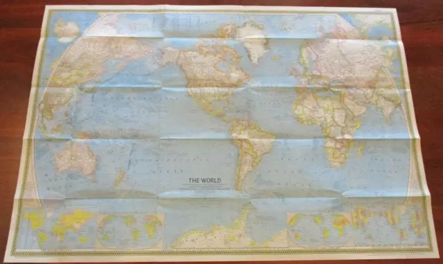 Map of the World - National Geographic Society - Large Size - Vintage - 1965