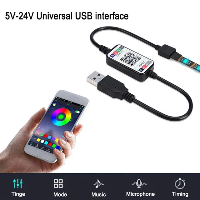 BLUETOOTH-COMPATIBLE LIGHT RIBBON RGB Wireless Home LED RGB USB Strip ...