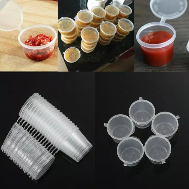 Plastic Dipping Sauce REUSABLE Small Container 1, 2 & 4oz  Takeaway Round Bulk