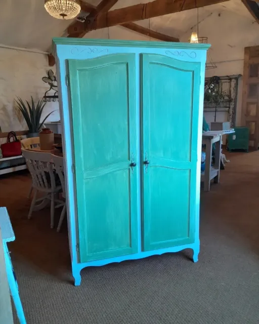 Painted French wardrobe armoire At Hendre Hall Antiques Ll57 3YP