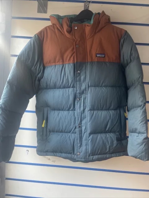 Youth Patagonia Puffer Jacket Size Xl (youth 14) Gray/ Brown Duck Down Used.