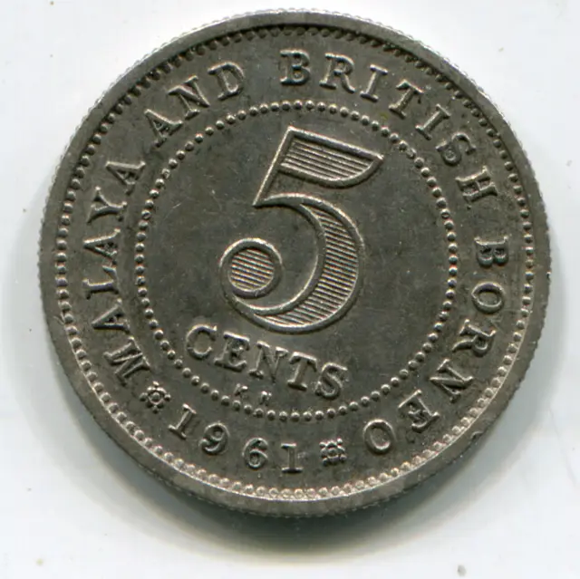Malaya & British North Borneo 5 Cents 1961-KN  lotjun4144