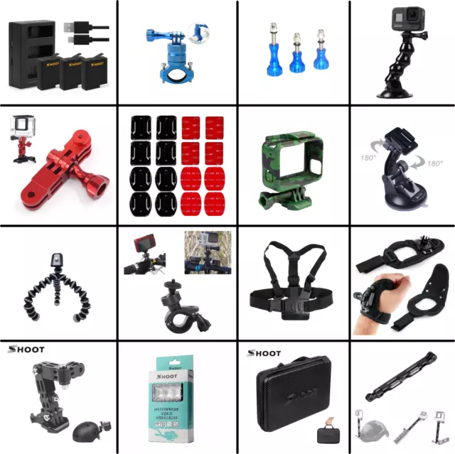 Gopro hero 5/6/7 Accessory Kit Action cam Sport Set 16 accessories