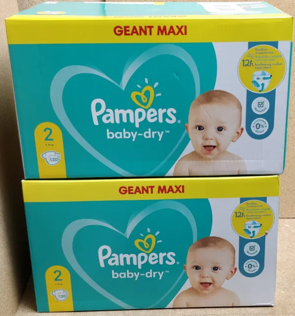 240 COUCHES PAMPERS BABY DRY taille 2 ( 4 - 8 kg ) NEUF