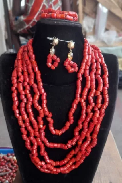 2 Layer Beautiful African Nigerian Beads Bridal Wedding Jewelry Necklace Set