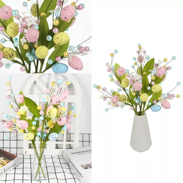 Home Vase Decor Easter Flower Pick Spring Artificial Easter Egg Flowers