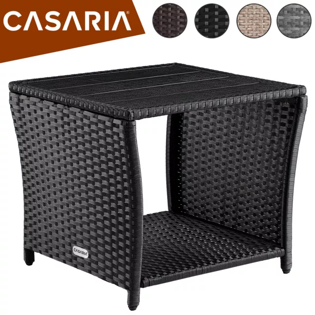 Casaria Beistelltisch Polyrattan WPC Kaffeetisch Tisch Garten Terrasse Balkon