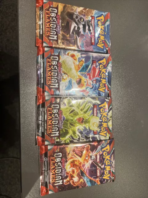 4 sealed Pokémon scarlet&violet obsidian flames booster packs - 1 of each art