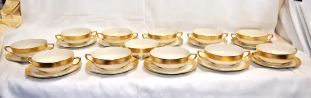 Pickard Heinrich & Co Selb Bavaria Cream Soup 12 Bowls & 11 Saucers    M5147