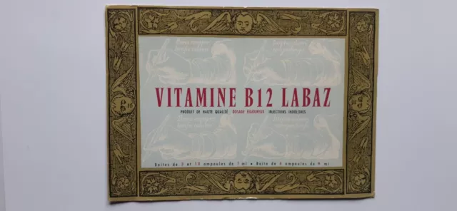 Buvard Pharmacie  VITAMINE B12 Ampoules LABORATOIRES Labaz