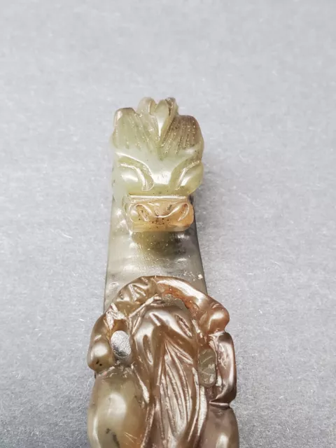 Vintage C20th Chinese Nephrite Jade Carved Dragon Belt Hook 4.75" Long #2 3