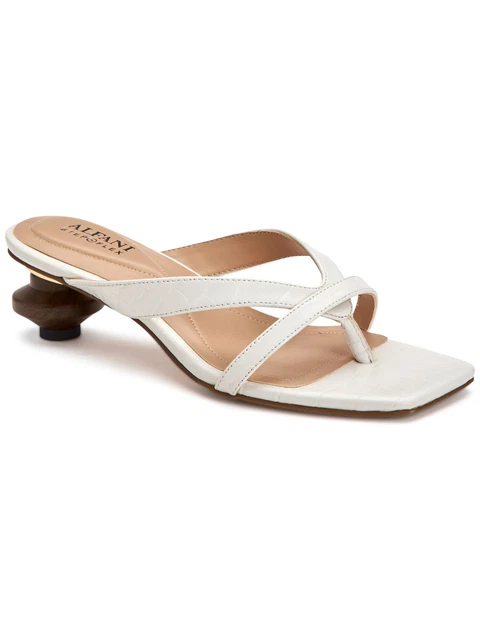 ALFANI Womens White Step N Flex Sarrabi Square Toe Slip On Sandals 8 M