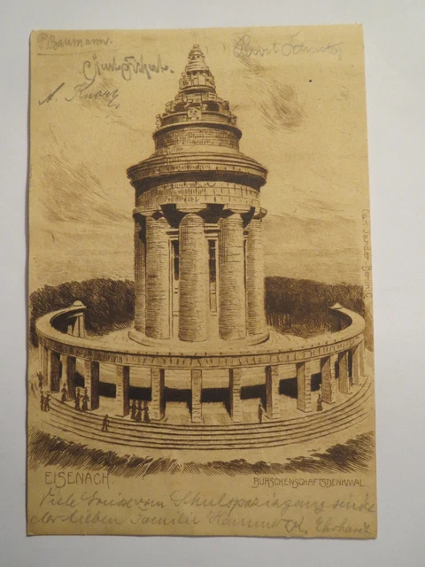 Eisenach - Burschenschaftsdenkmal - 1903 - Zeichnung / Studentika