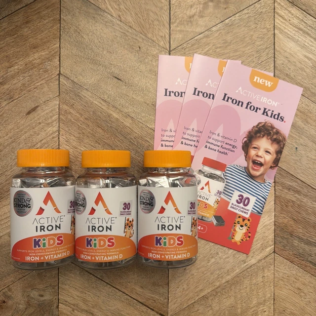 ACTIVE IRON SUPPLEMENT 7mg Vitamin D for Kids 30 Blackcurrant Chews ...