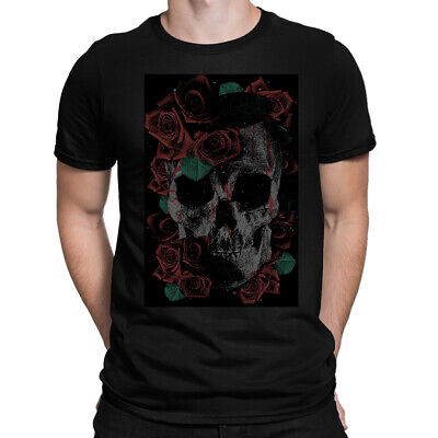 Death Skull Roses Mens T-Shirt | DTG Printed Gothic