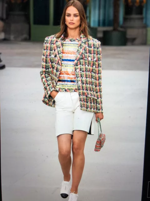 CHANEL 20S NEW TAGS Blue Multicolor Jacket Braided trim CC buttons FR38-  FR40 $8,499.00 - PicClick
