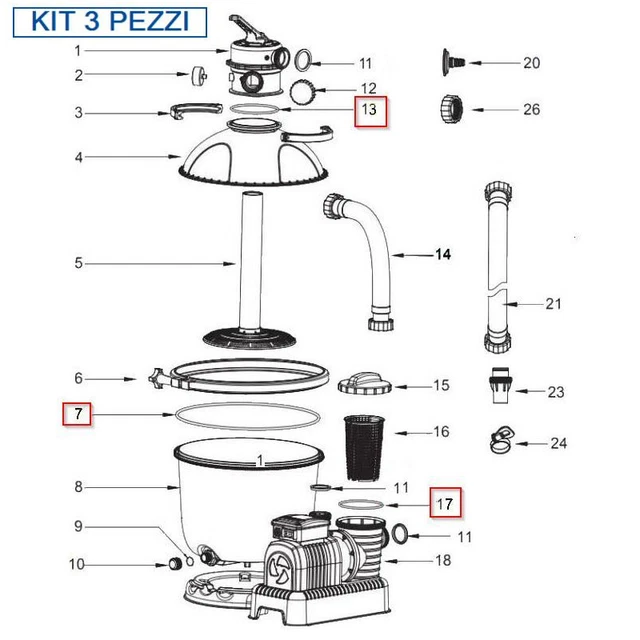 BESTWAY ENSEMBLE 3 Pièces Joints Pompe Modèl 584045825658199 5678 Lt